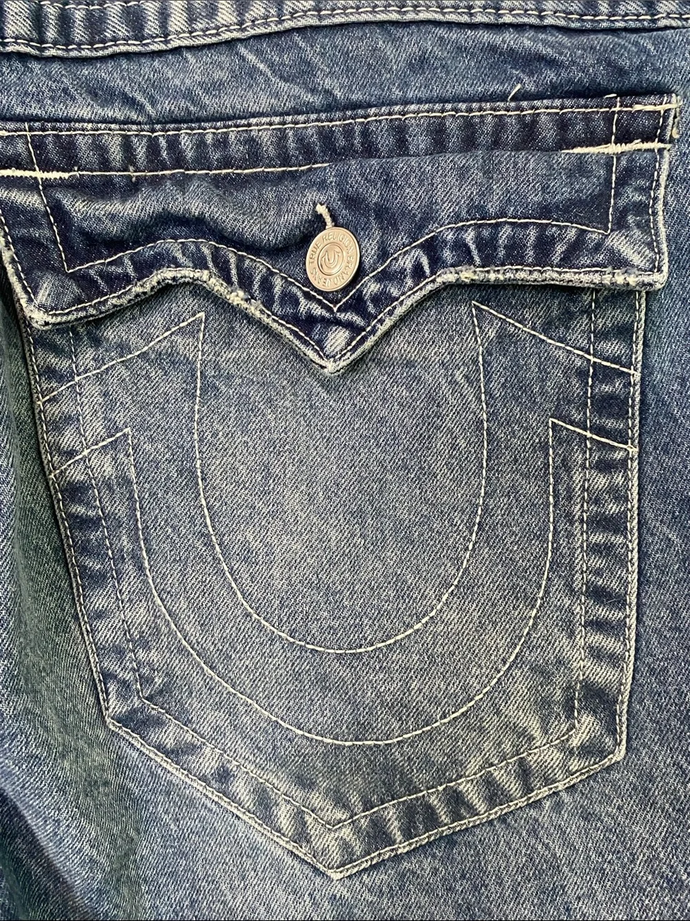 True Religion BOBBY Relaxed Baggy Blue Denim Shorts